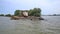 Buildings damaged by exposure to tidal water on the beach