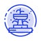 Buildings, Fountain, Garden, Park Blue Dotted Line Line Icon