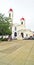 Buildings gardens and streets in Cienfuegos in the Republic of Cuba