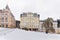 Buildings on the Goethe Square in winter