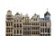 Buildings in Grand Place Square Bruxelles, Belgium isolated on white background