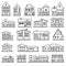 Buildings, home and house thin line icon set. Vector icons.