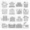 Buildings and Houses Line Icons on white background