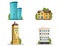Buildings icon set different heights residential and public buildings business centers