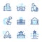 Buildings icons set. Included icon as Hospital building, Lighthouse, Buildings signs. Vector