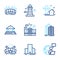 Buildings icons set. Included icon as New house, Lighthouse, Skyscraper buildings signs. Vector
