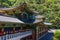 Buildings inside korean Buddhist Temple complex Guinsa during festival to celebrate buddhas birthday. Guinsa, Danyang Region,