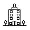 Buildings line icon set. Bank, school, courthouse, university, library