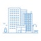 Buildings line icons. City icon on white background. Big apartment city complex with complete infrastructure