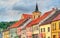Buildings in the old town of Trebic, Czech Republic