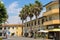 Buildings on Piazza Garibaldi in small town Vada, Italy