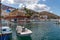 Buildings and Pier in Kamini beach in Hydra Island