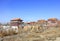 Buildings of Qianfosi Scenic spot in jimsar county in autumn, adobe rgb