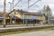 Buildings and the railway station platforms