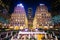 Buildings at Rockefeller Center at night, in Midtown Manhattan,