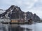 Buildings and rocky coast Svolvaer, Lofoten Islands, Norway