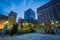 Buildings at Rodney Square at night, in Wilmington, Delaware