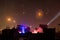 Buildings silhouetted against fireworks in Jaipur