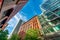 Buildings and skyscrapers of Portland, skyward street view - Oregon