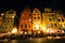 Buildings at Stortorget at night, in Galma Stan, in Stockholm, S