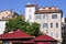 Buildings and sunshades at Antibes in France