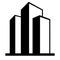 Buildings vector icon. skyscraper illustration sign. hotel symbol. penthouse logo.