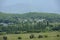 Buildings village valley blurred mountains. Place near Shyrokoe village, Crimea