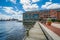 Buildings and walkway along the waterfront in Fells Point, Baltimore, Maryland