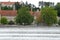 Buildings and waterfalls of the town of Landsberg am Lech in Bavaria (Germany)