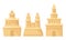 Built Sand Castle with Towers and Windows Vector Set