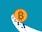 Buisiness people running to bitcoin. Concept business vector illustration. Currency technology bitcoin