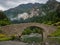 Bujaruelo ancient bridge in Pyrinees range, spain