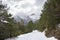 Bujaruelo valley in Ordesa y Monte Perdido national park with snow