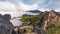 Bukhansan national park covered by morning fog see from dobong mountain seoul, south korea.