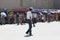 BUKHARA, UZBEKISTAN - MAY 25, 2018: Silk and Spices Festival 2018. Walking Policeman in Bukhara, Uzbekistan.