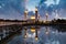 Bukit Jelutong Mosque in the morning with reflection in the lake