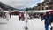 BUKOVEL, UKRAINE - 18 January, 2017 : Skiers near the lift