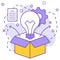 Bulb with Cardboard vector design, Out-of-the-Box Inbound Marketing Idea Concept