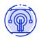 Bulb, Education, Idea, Educate Blue Dotted Line Line Icon