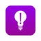 Bulb with exclamation mark inside icon digital purple