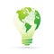 Bulb with globe energy saving concept view of america