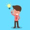 Bulb head businessman. Cartoon character have an idea -