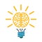 Bulb with human brain, brainstorming concept - vector