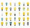 Bulb icon set, flat style