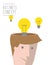 Bulb of idea concept out of head businessman flat vector.