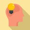 Bulb idea neuromarketing icon, flat style