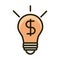 Bulb light money business financial investing line and fill icon