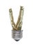 bulb, lightbulb with Heap Dollar Bills money