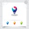 Bulb logo smart idea design concept of letter S symbol and colorful lamp vector icon. Smart idea logo used for studio,