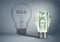 Bulb from money and shadow with idea, finance investment concept